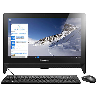Lenovo C20 All-in-One Desktop PC, Intel Celeron, 4GB RAM, 500GB, 19.5  Full HD, Black